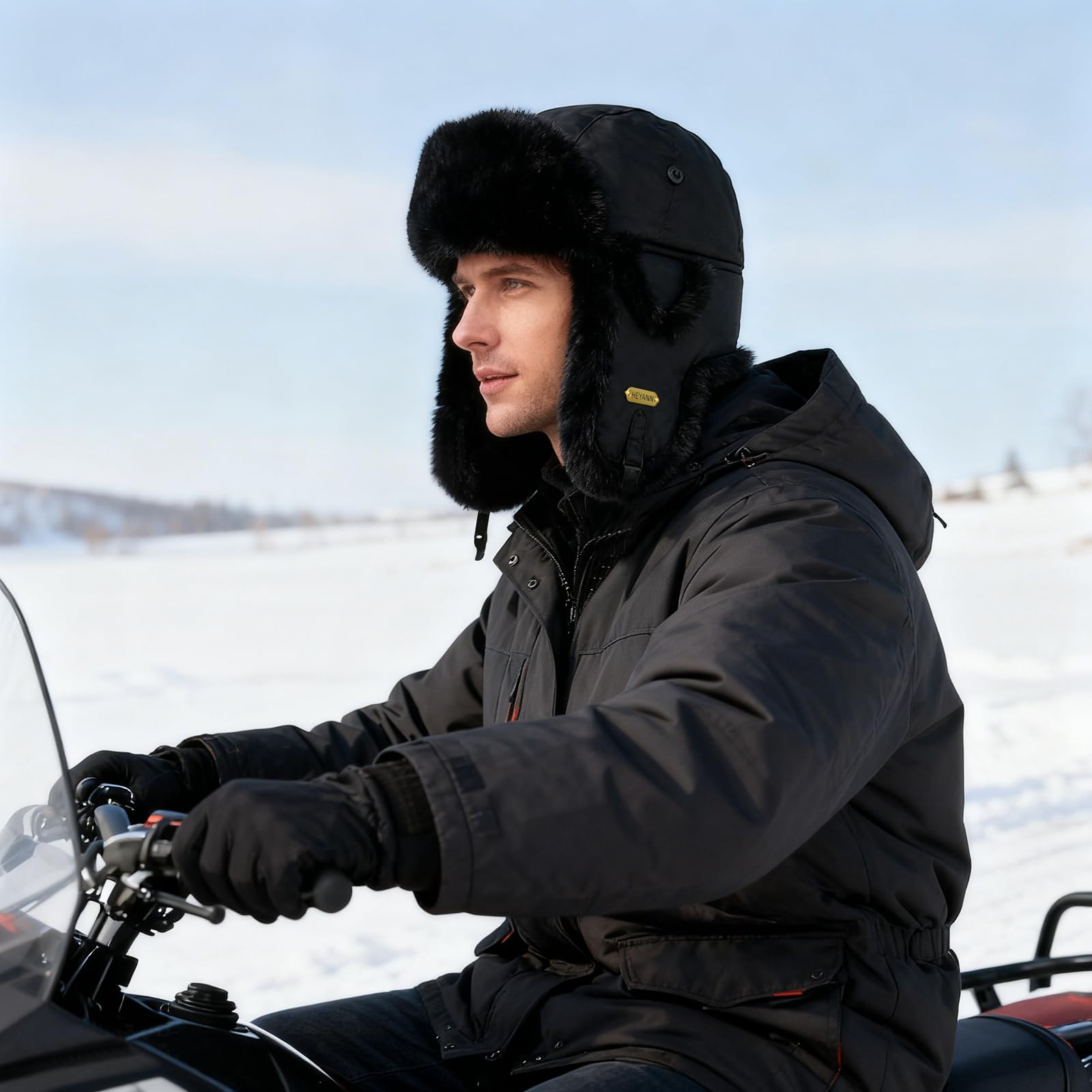 HEYANN Uschanka Trapper Russische Hütte Kunstpelz Cap Earflap Winter Bomber Hut Wintermütze Unisex Fliegermütze Fellmütze Erwachsenen für Herren