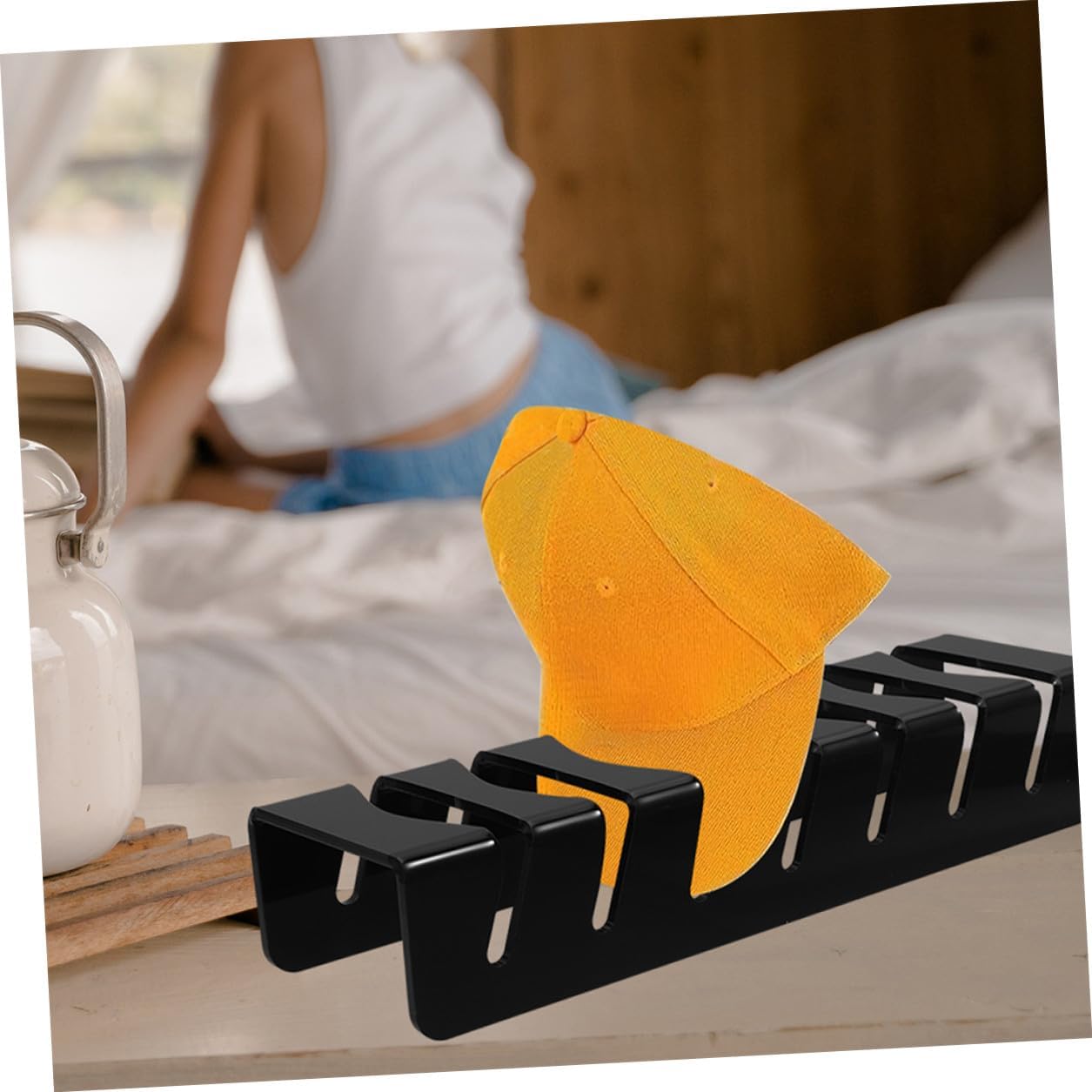 Lurrose 2pcs Black Acrylic Hat Rack Baseball Caps Wall-mounted Hat Display Holder Organizer for Closet and Bedroom Storage