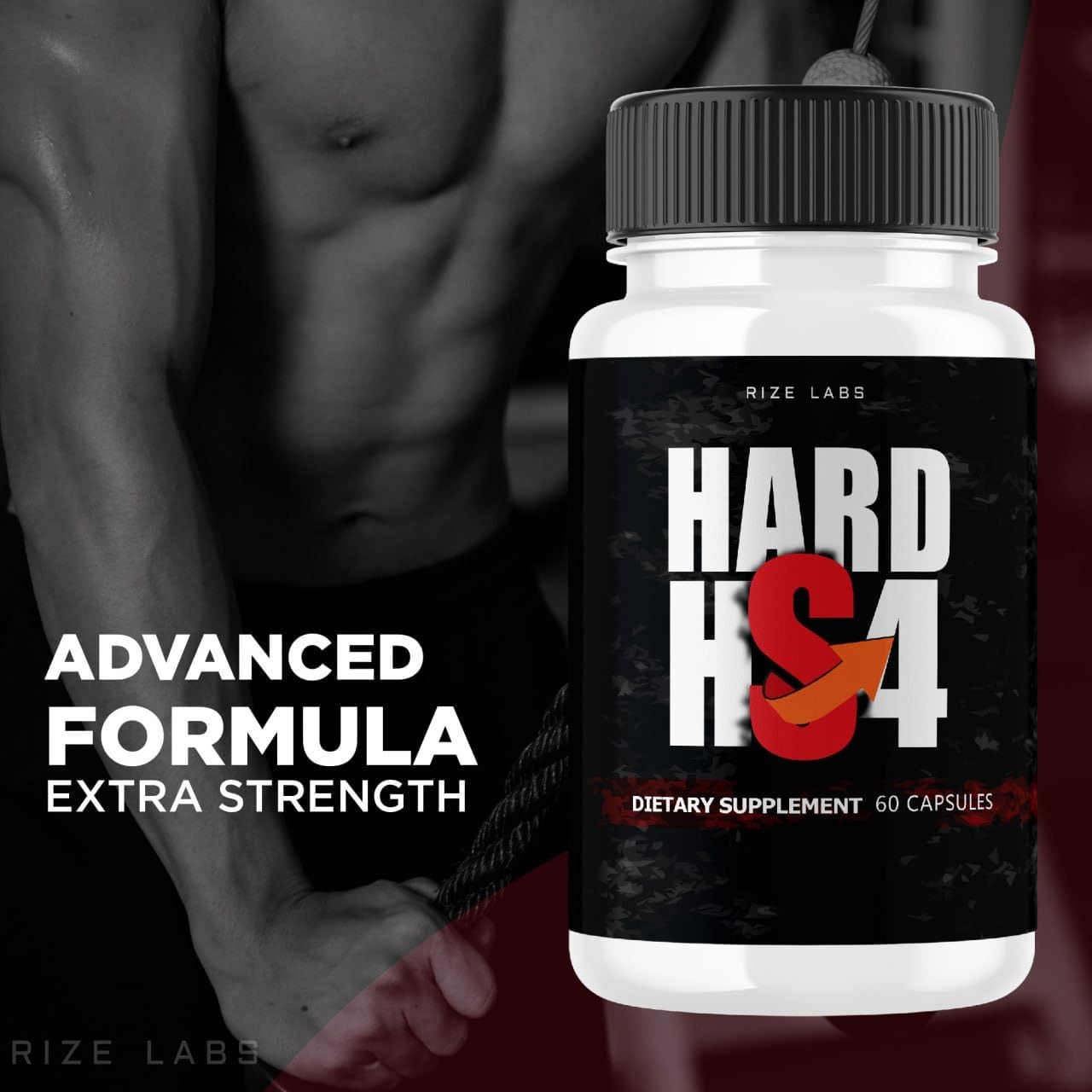 rize labs Hard HS4 Capsules, Hard HS4 for Men's Health, Hard HS4 Extra Strength Pills, Hard HS4 Male Support for Overall Performance, Hard HS4 Maximum Formula Reviews (120 Capsules) (Pack of 2)