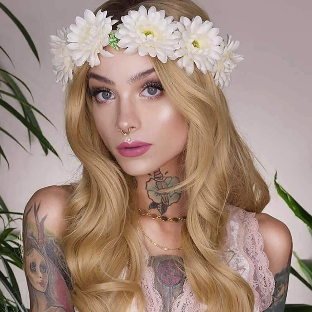 Chantiche Long Gloden Blonde Synthetic Wig Wavy for Women Ombre Wigs Curly Heat Resistant Natural Looking