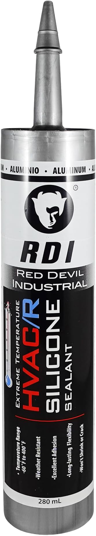 Red Devil 089650 Extreme Temperature HVAC/R Silicone Sealant, 280 ml, Aluminum, 1 Pack, Made in USA