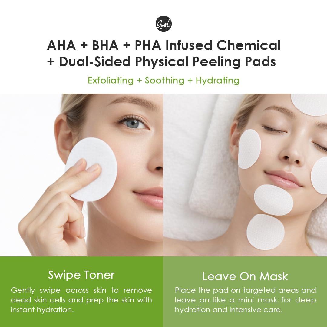 glowiest Daily Rituals Peeling Pads - 2% Niacinamide, AHA BHA PHA & Hyaluronic Acid - Dual-Sided Exfoliating Pads with Glycolic Acid for total face & body glow (Centella + Heartleaf)