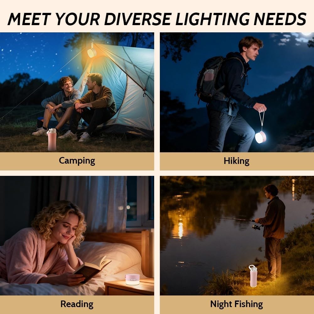 2-in-1 Sports Water Bottle with Camping Lantern, Detachable LED Lights with 5 Brightness 4 Modes & SOS, Insulated Water Bottle BPA Free, Straw & Flip Lid for Camping Hiking Emergency