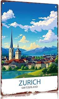 "Zurich Switzerland Decorative Sign 12x8inch Aluminum Wall Art Travel Poster Home Decoration"