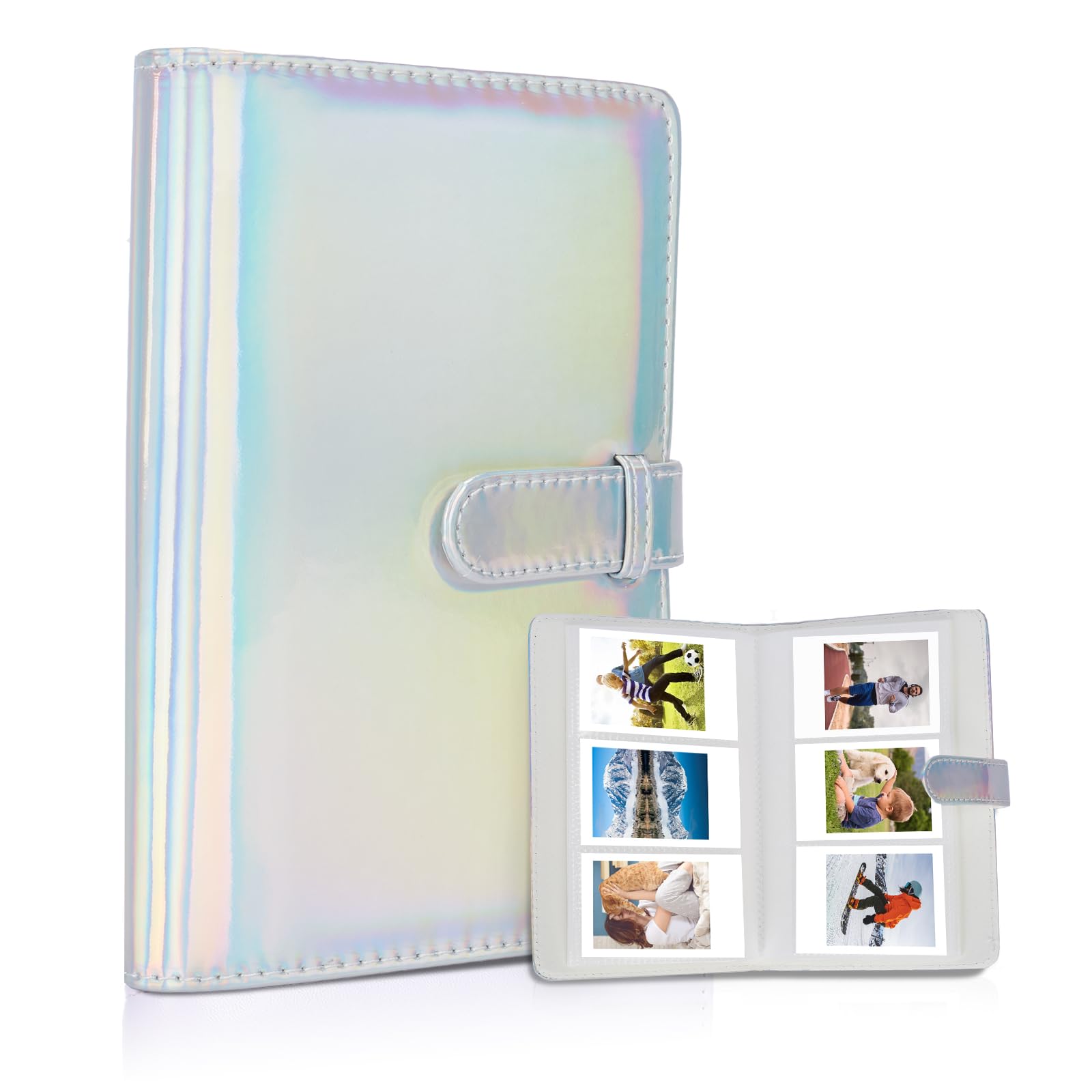 Riosin 108 Pockets Mini Album Compatible with Fujifilm Instax Mini film, Suitable for Instax Mini 12/11/7+/9/Evo/40/99/Liplay, 2x3"Photo Album for Canon ivy 2 Kpop Photocard(Magic Silver)