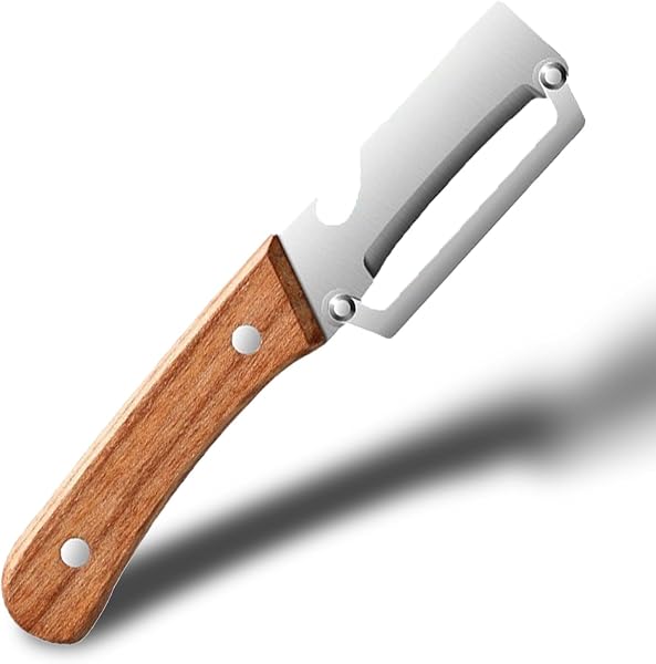 Pelapatate Multifunzionale, Multi-Functional Vegetable Peeler, Pela Patate multifunzionale in acciaio inossidabile per la cucina con manico in legno e apribottiglie (1PC) - 1