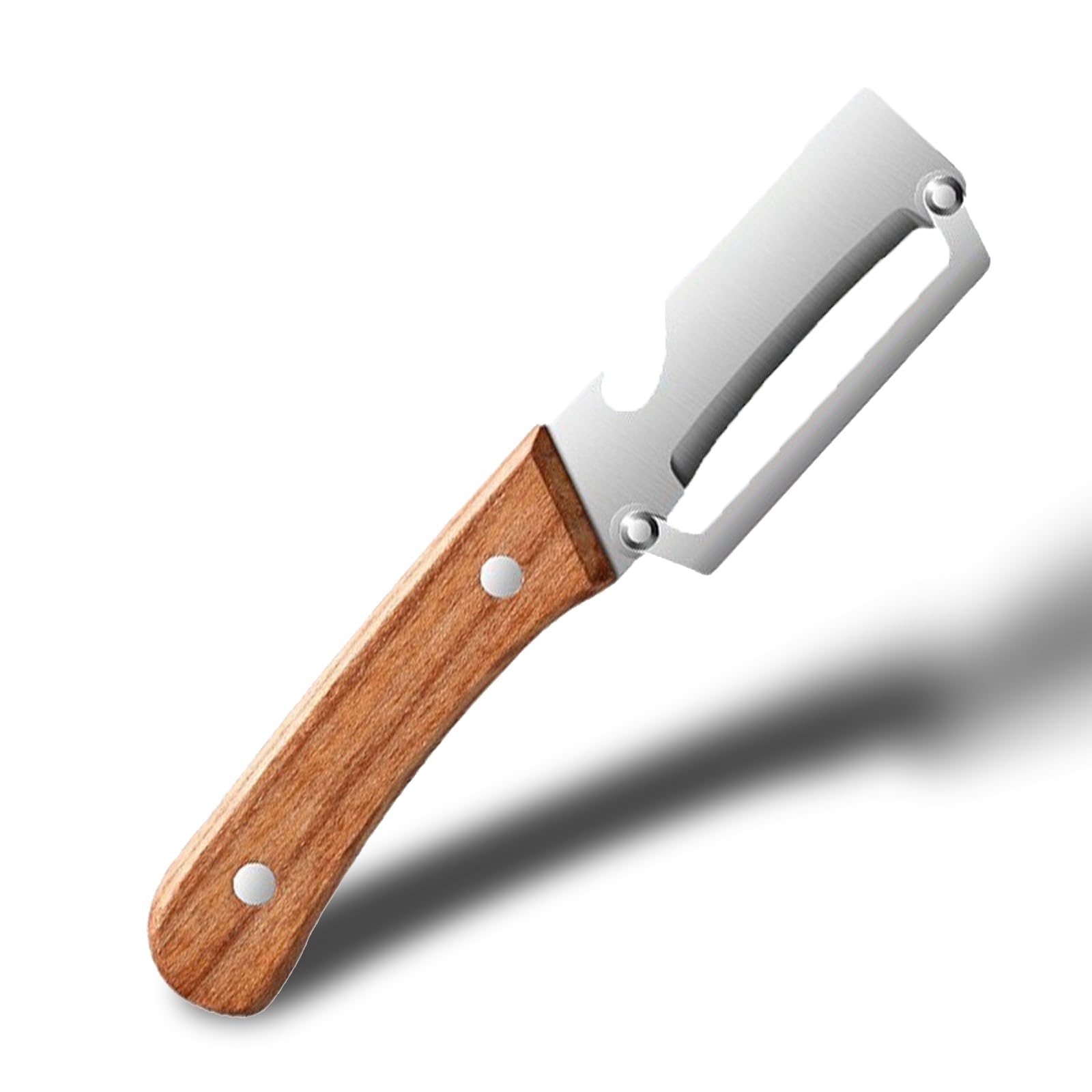 Pelapatate Multifunzionale, Multi-Functional Vegetable Peeler, Pela Patate multifunzionale in acciaio inossidabile per la cucina con manico in legno e apribottiglie (1PC)