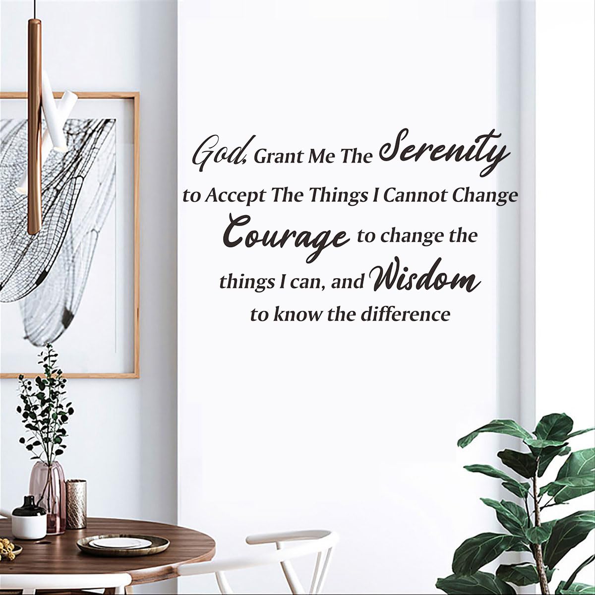 Calcomanía de pared con versículo bíblico de God Grant Me The Serenity, con frases inspiradoras de las Escrituras religiosas cristianas, de vinilo, para sala de estar, oficina en casa