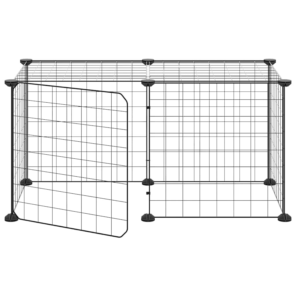 Jaula para mascotas con puerta negra de 35 x 35 cm, 8 piezas, de acero, para roedores, conejos, cobayas, hámster, ampliable para vivienda, balcón, jardín