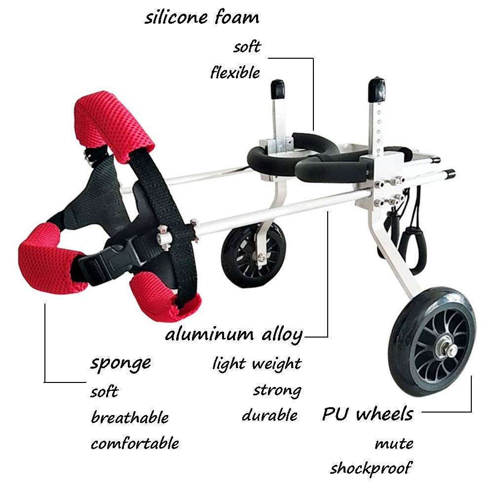 Carrello per Cani, Passeggino per Zampe Posteriori, Sedia a Rotelle per Animali Domestici per Piedi Posteriori, Portatori di Handicap/Paralisi/Disabili, 5-15 kg