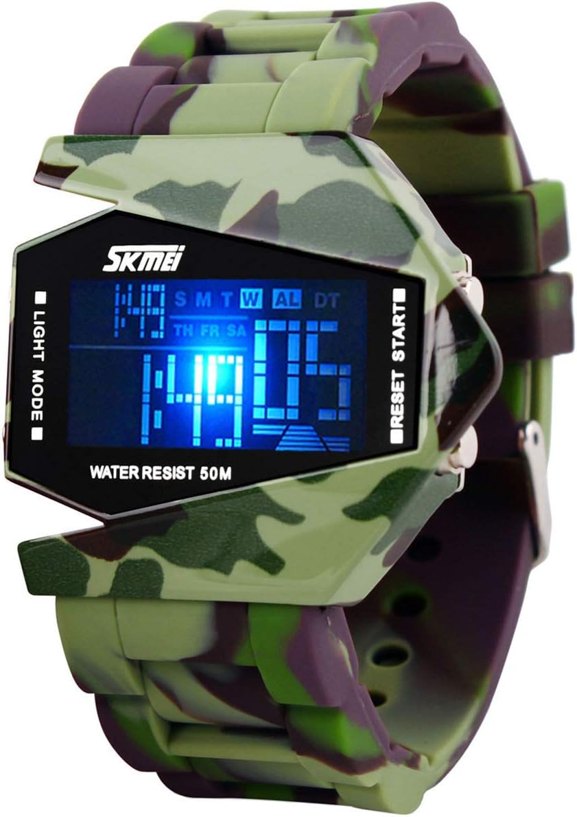 Auspicious Beginning LED Military Cool Waterproof Noctilucent Plane Design Digital Watch For Boys And Girls