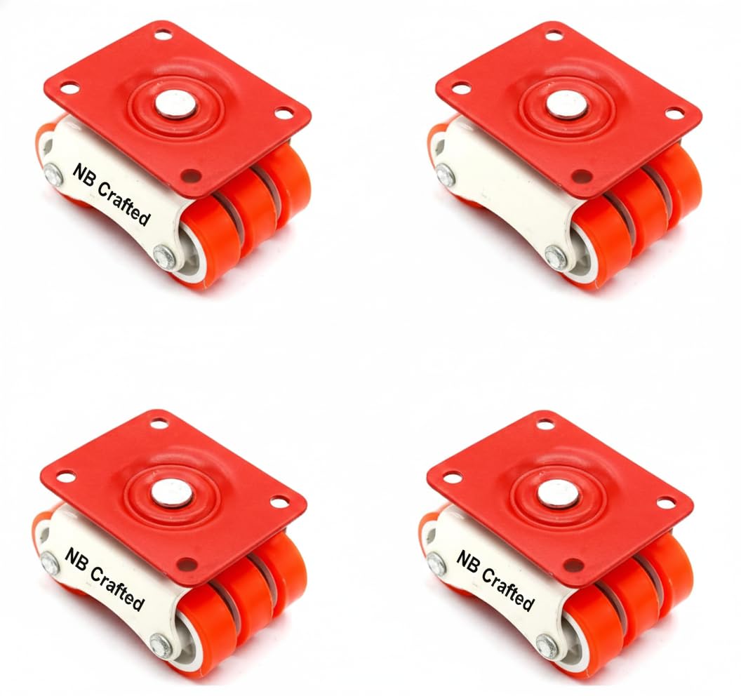 - NB Crfated 360 Degree Rotating Moving Wheels for Furniture - Set of 4, Heavy Duty upto 500-600Kg, Bed Castor Wheels for Furniture Moving- Sofa, Bed, Shop Counter Moving 360 Degree Wheel