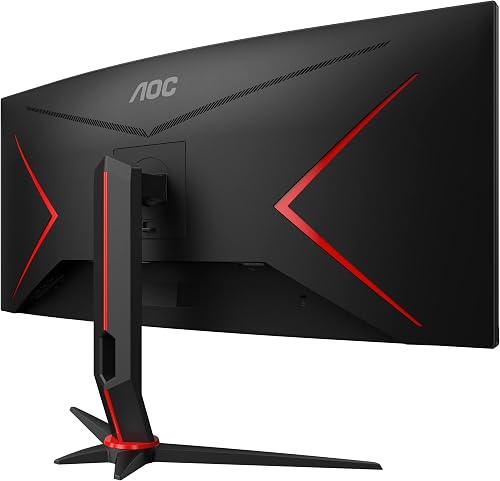 AOC Écran gaming incurvé ultrawide CU34G2X 86 cm (34 pouces) (QHD, HDMI, DisplayPort, FreeSync, temps de réponse de 1 ms, 144 Hz, 3440x1440) noir/rouge - 3
