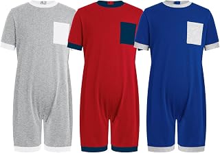 3 Pack Special Needs Adaptive Clothing for Kids Short Sleeve Anti-Strip Romper Zip Back One Piece Jumpsuit Bodysuit