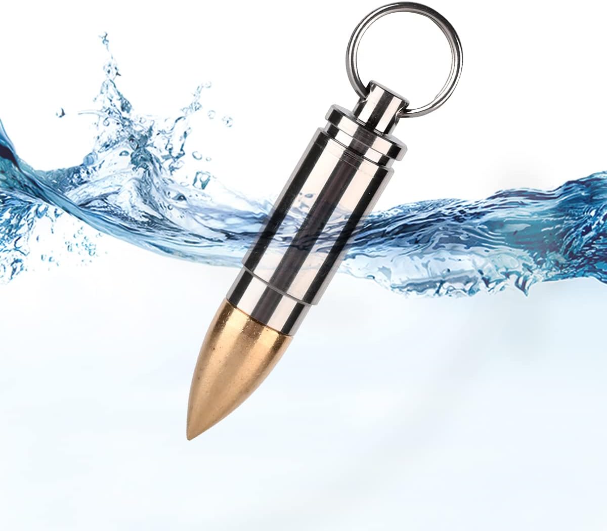 SW801 Keychain Pill Holder, Portable Brass and Titanium Waterproof Pill Box Container for Purse or Pocket or Necklace, Mini EDC Pill Case for Outdoor Travel. image 4