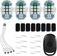 Vista 1 de MiOYOOW 4 luces estroboscópicas para drones, anticolisión, luces LED USB de 7 colores con control remoto para coches, drones, motocicletas