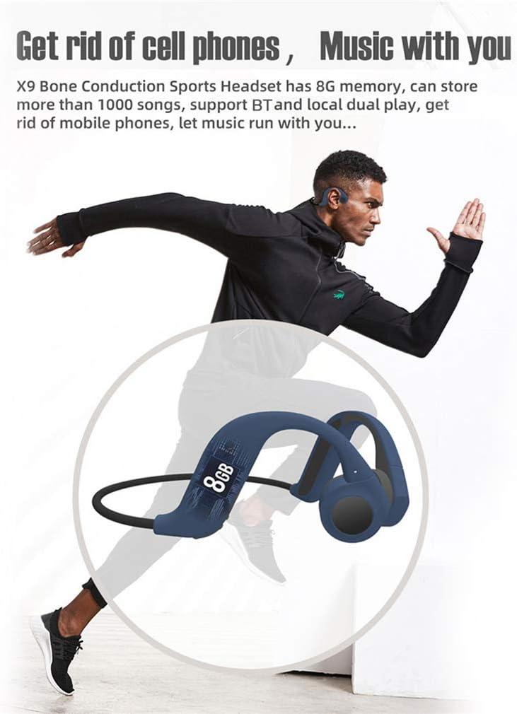 Bone Conduction Headphones, Wireless Bluetooth 5.0 Stereo Earphones IPX5 Sports Headset Built-in Dual HD Mic, for Running, Sports, Fitness,Gray