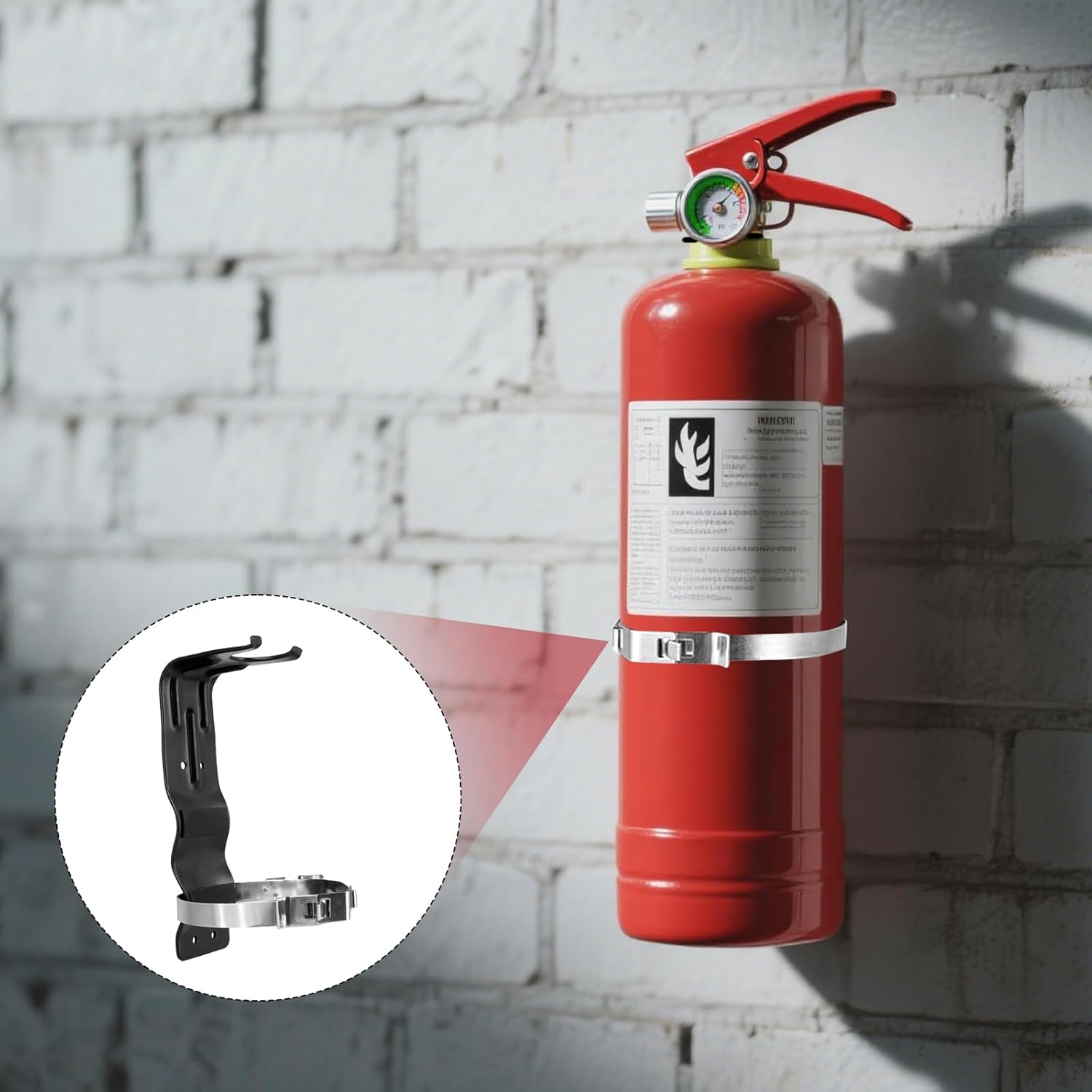 6 Pcs Fire Extinguisher Bracket 5 lb Black Stainless Steel Bracket Wall Mount Fire Extinguisher Holder for Home Vehicle Truck Boat