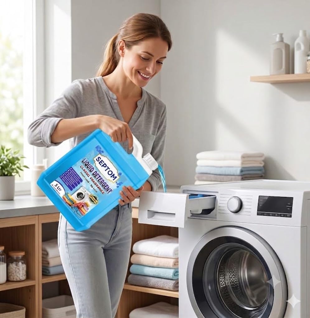 Premium Liquid Detergent 4.5L (Classic Fragrance) | Front Load & Top Load Washing Machine Liquid | Eco-Friendly, Bleach-Free, Skin-Safe & Fabric Care Formula (4.5 Litres / 5 Ltr Can)-image-10