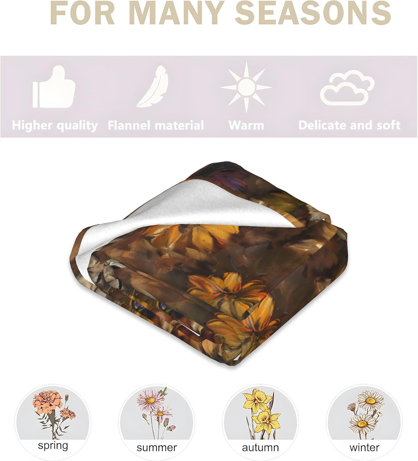 Vintage Books and Flowers Throw Blanket for Boys Girls Kids Adults, Cozy Dark Academia Floral Theme Flannel Blankets Gifts for Camping, Bedroom, Couch, Room Home Decor, 50"x60" - Image 4