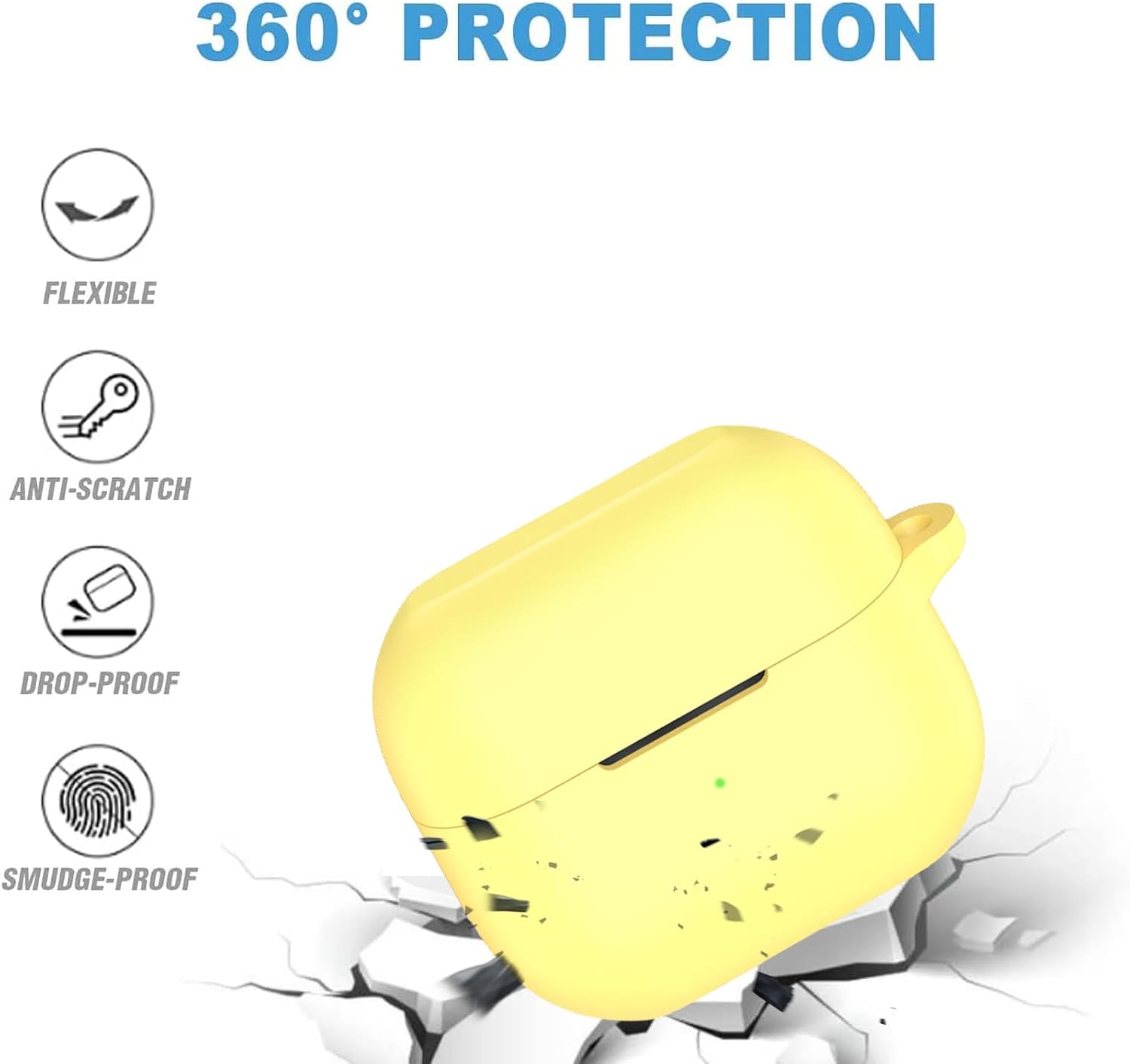 Silicone Case Compatible with Samsung Galaxy Buds3 Pro/Galaxy Buds3(2024) with Keychain, Soft Shockproof Protective Covers Front LED Visible for Man Woman image 2