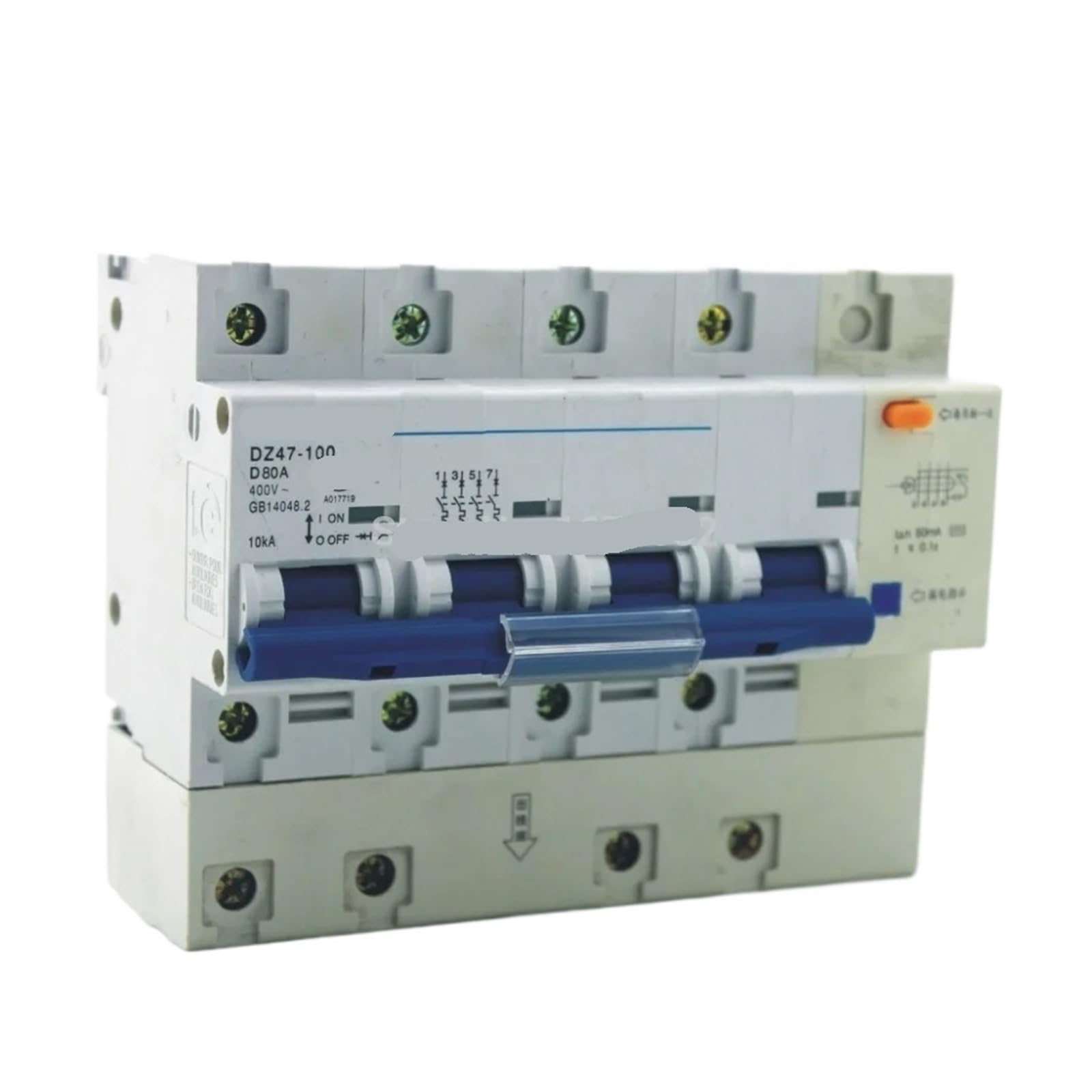 RCBO DZ47LE 4P 80A Type D 400V disjoncteur différentiel contre les fuites