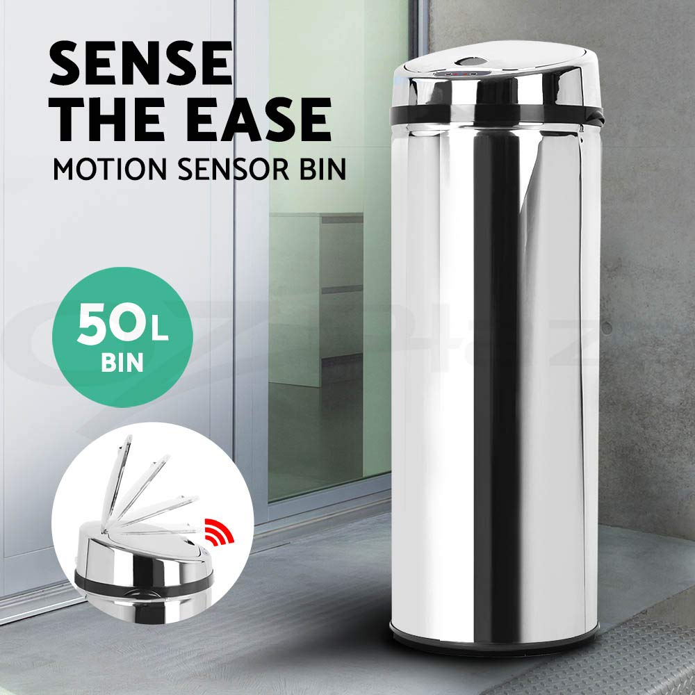 50L Stainless Steel Motion Sensor Rubbish Bin Industrial