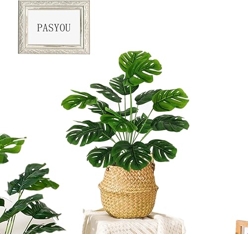 Miniatura 2 de Plantas artificiales de Monstera, hojas de tortuga tropical falsas, arbustos de vegetación decorativa, planta falsa, hojas de palmera sintéticas,