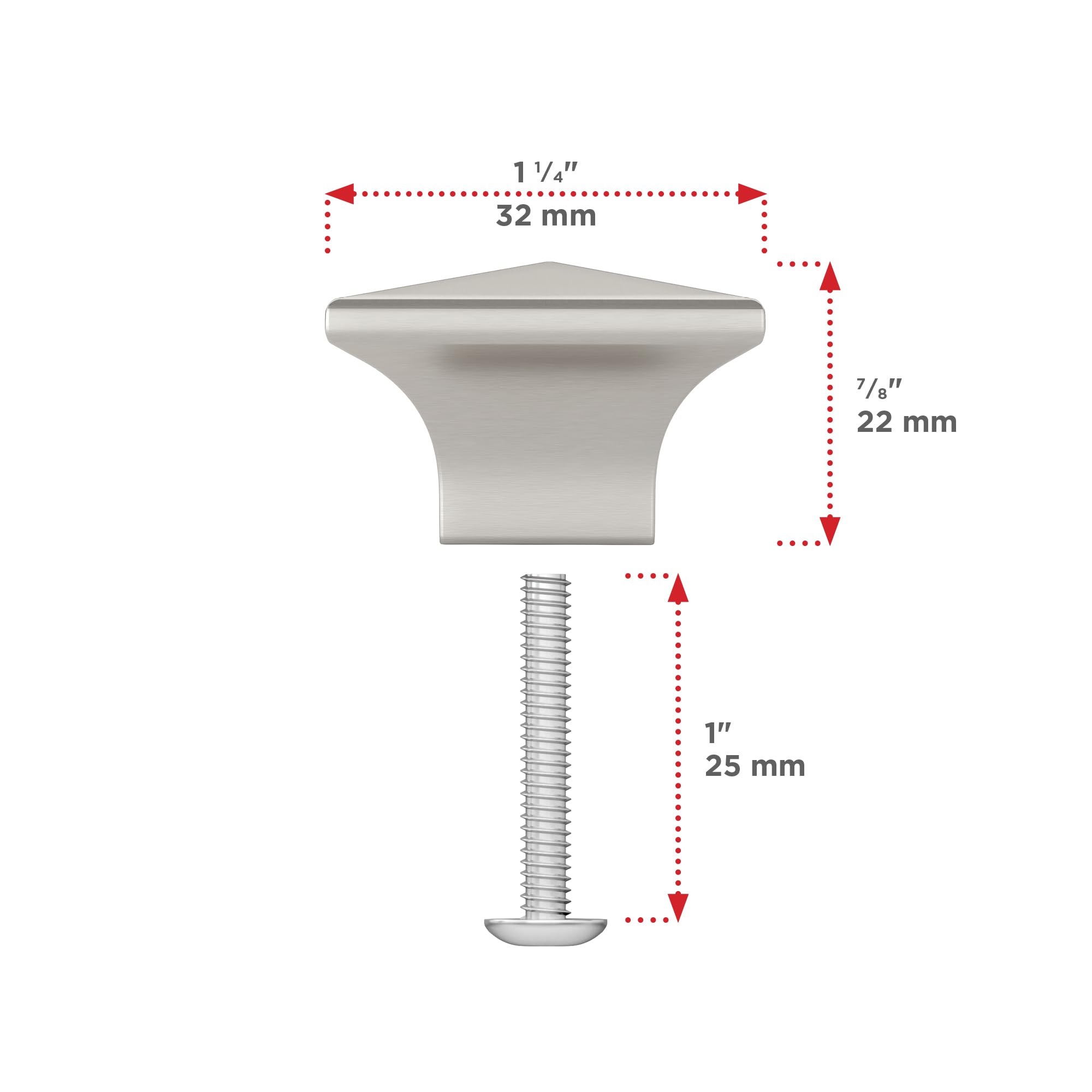RICHELIEU Hardware BP53082195 McKenzie Collection 1-1/4 in (32 mm) X 1-1/4 in (32 mm), Contemporary Cabinet Knob, Brushed Nickel - Image 3
