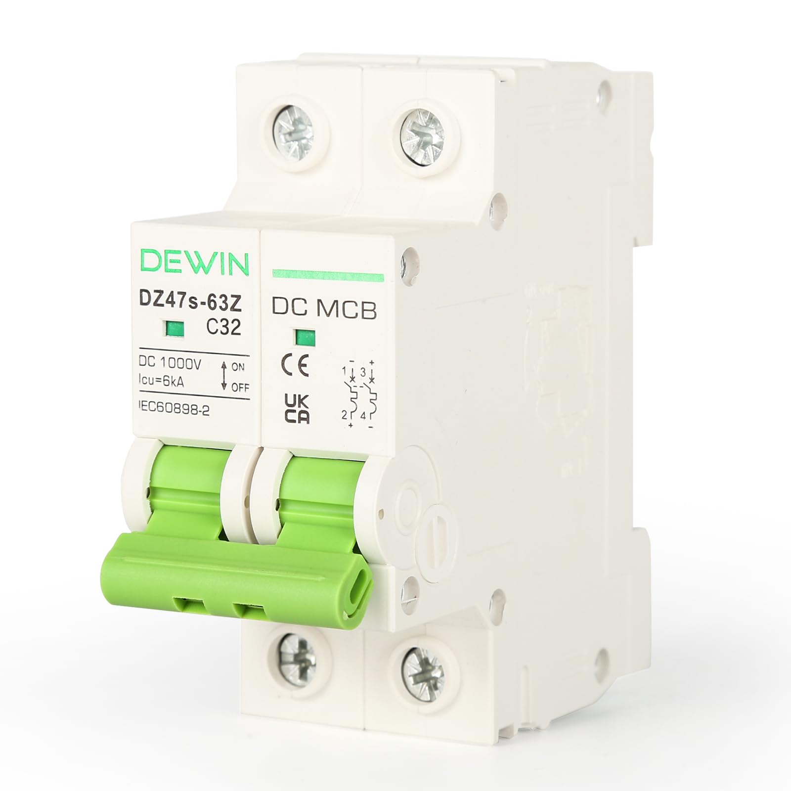 Disjoncteur DC Miniature Mini Disjoncteur, 2P 1000V 32A Système Solaire