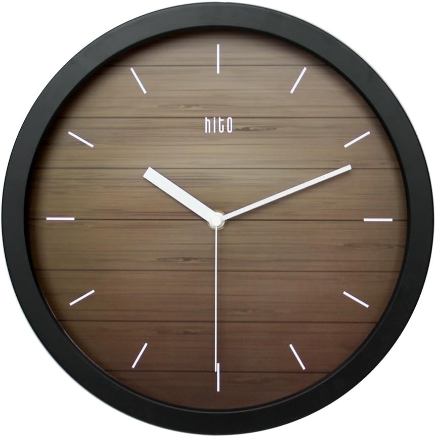HITO Silent Wall Clock Non Ticking 12 inch Excellent Accurate Sweep Movement, Modern Decorative for Kitchen, Living Room, Bathroom, Bedroom, Office (A blackframe)