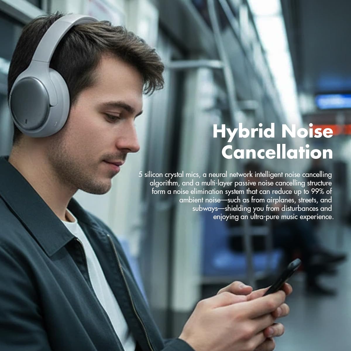 ROSESELSA Cambrian - Auriculares inalámbricos sobre la oreja, cancelación activa de ruido, cable desmontable, latencia ultra baja, duración de la batería de 100 horas, OOTD (noche)