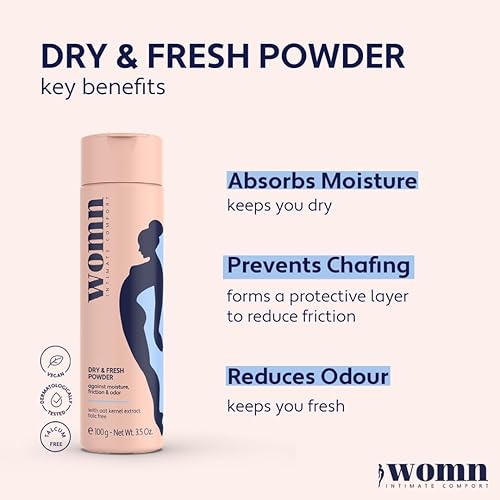Miniatura 3 de womn Intimate Comfort Dry & Fresh Powder - Polvo corporal sin talco contra la humedad, rozaduras y olores, 3.5 onzas