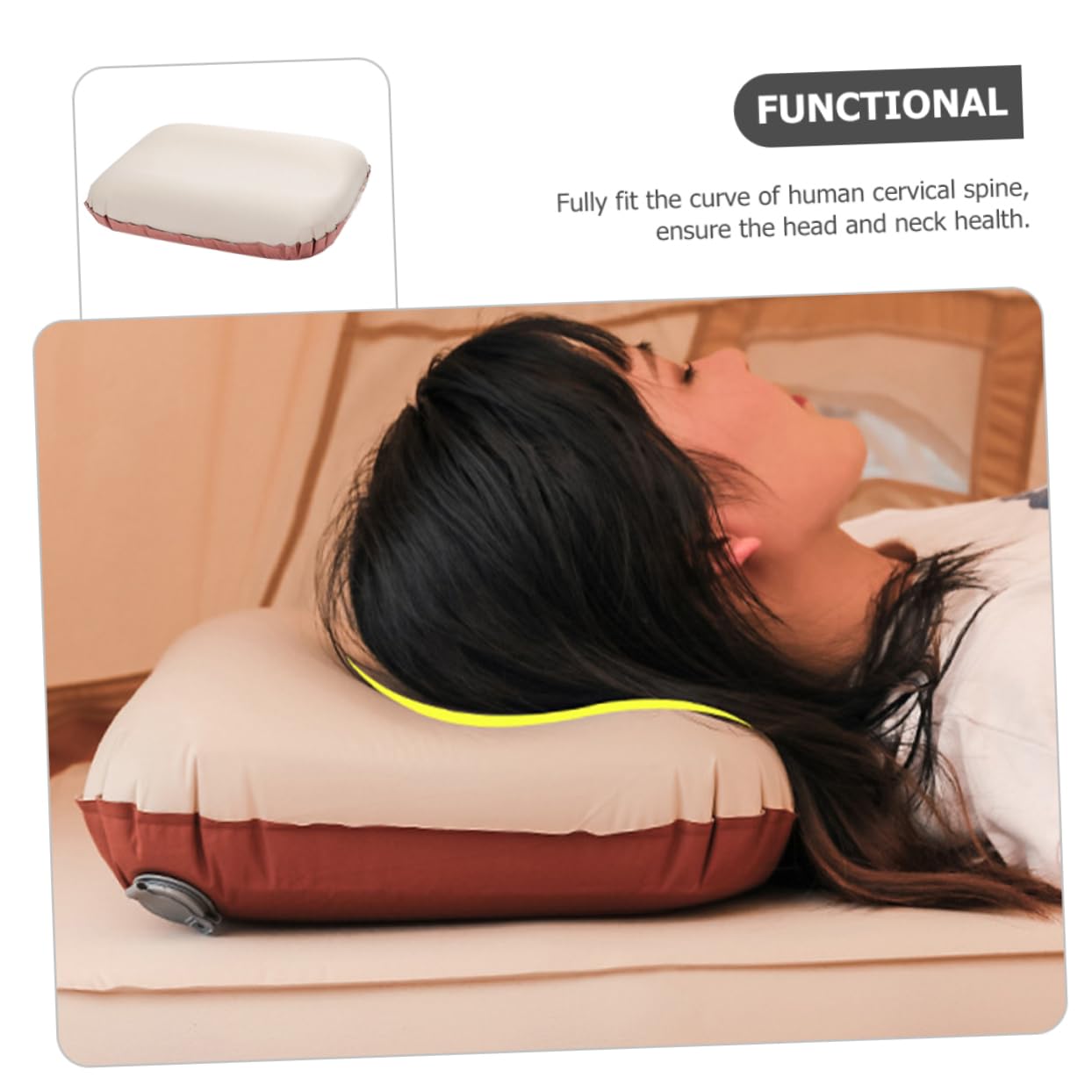 BESPORTBLE Cuscino in Schiuma All'aperto Gettare Cuscini Tampone Ventilatore da Letto Viaggio Campeggio Doppio Federe Standard Aereo Ergonomico Materasso Ad Aria Autogonfiabile Spugna