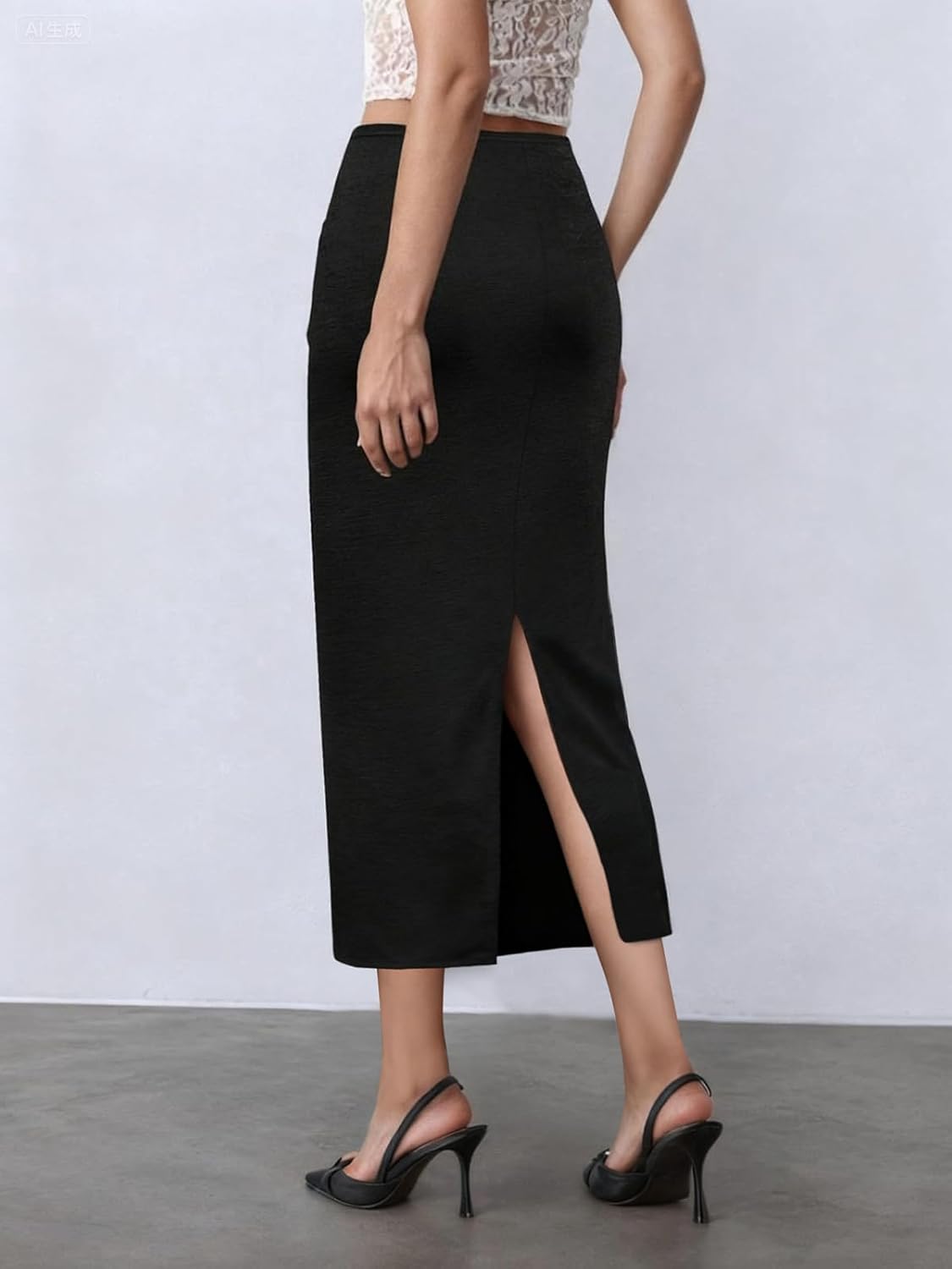 Womens Soft Midi Skirt for Women Black Bodycon Long Pencil Skirts High Waisted Elegant Fall Winter Thick Skirt 2025 - Image 3