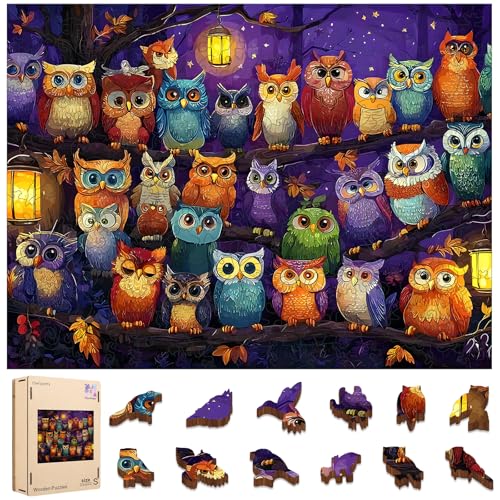 Mocfesk Wooden Puzzles for Adults, Owl Family Puzzles 200 Pieces
