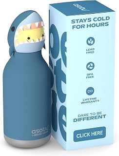 asobu Bestie Shark Water Bottle, Cute Collectible Character, BPA Free