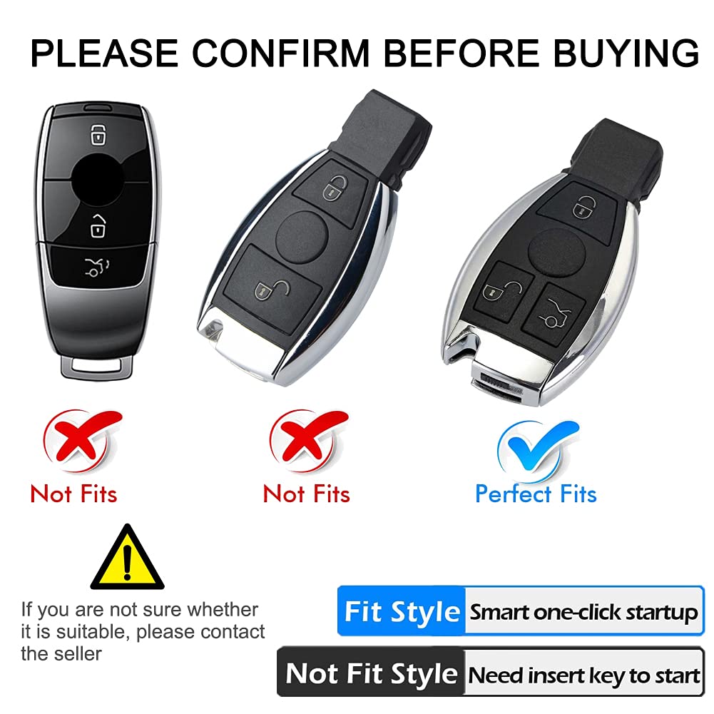 Coque De Protection Pour Clé Mercedes - TPU Anti-choc & Anti-rayures - Noir Argenté - 2 Pièces - 12