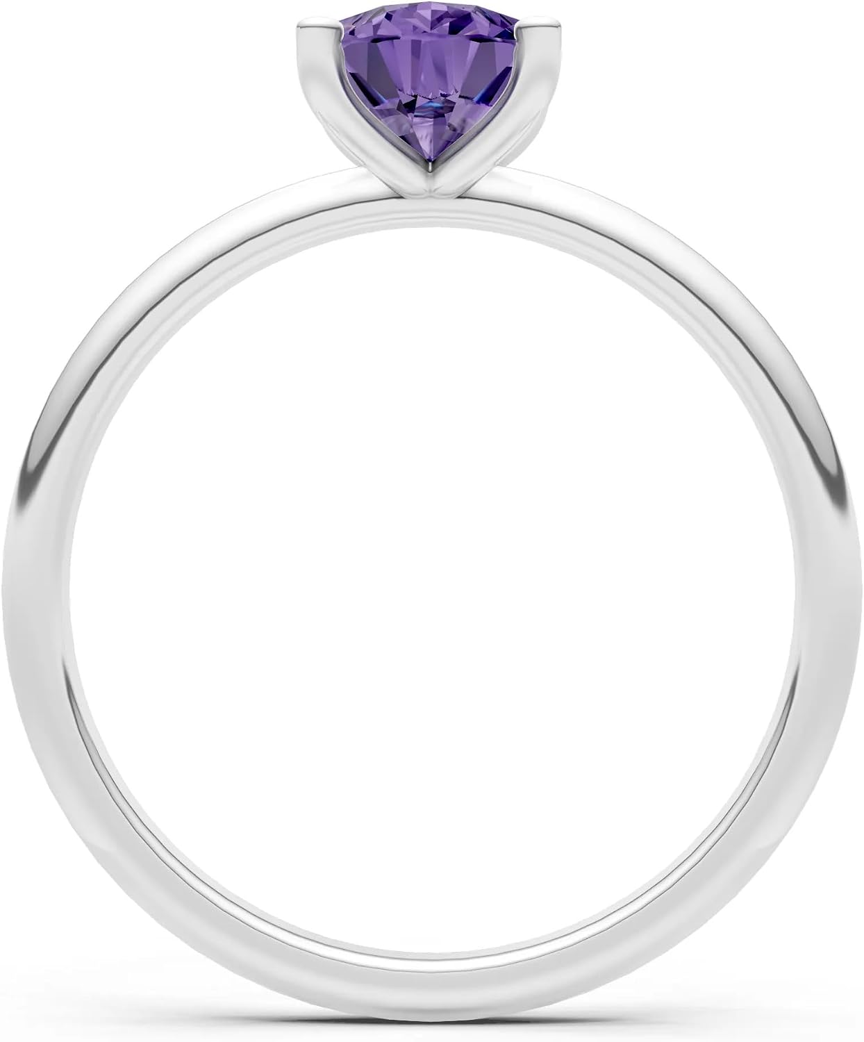 PEORA Pear Shape Cut Amethyst Solitaire Band Available in Solid 10K, 14K or 18K Ring – White, Yellow or Rose Gold