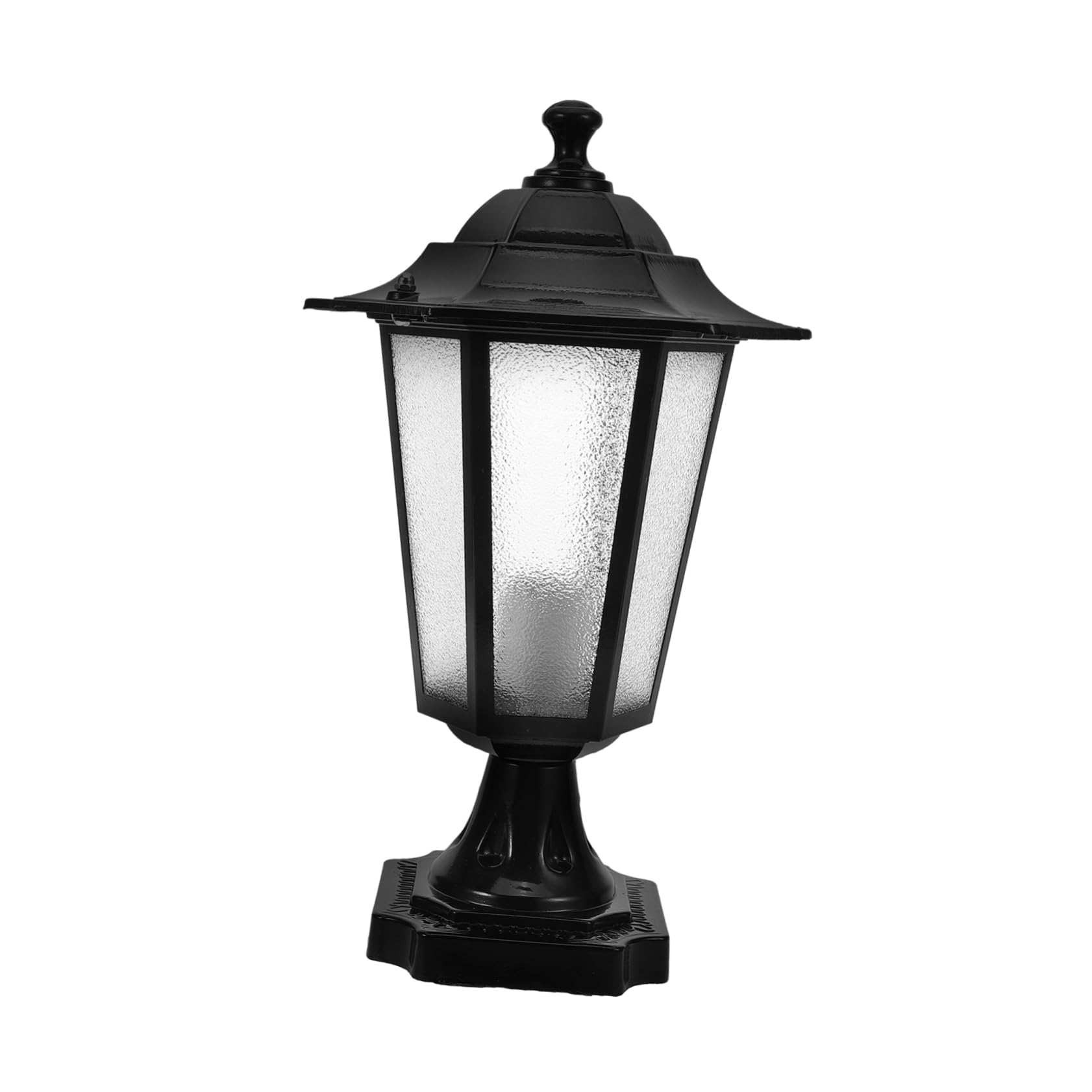 LIFKOME Lampadaire Extérieur pour Jardin Style Villa Européen Noir en Métal et Verre Étanche et Antipoussière Six Pans pour Piliers de Porte et Cours