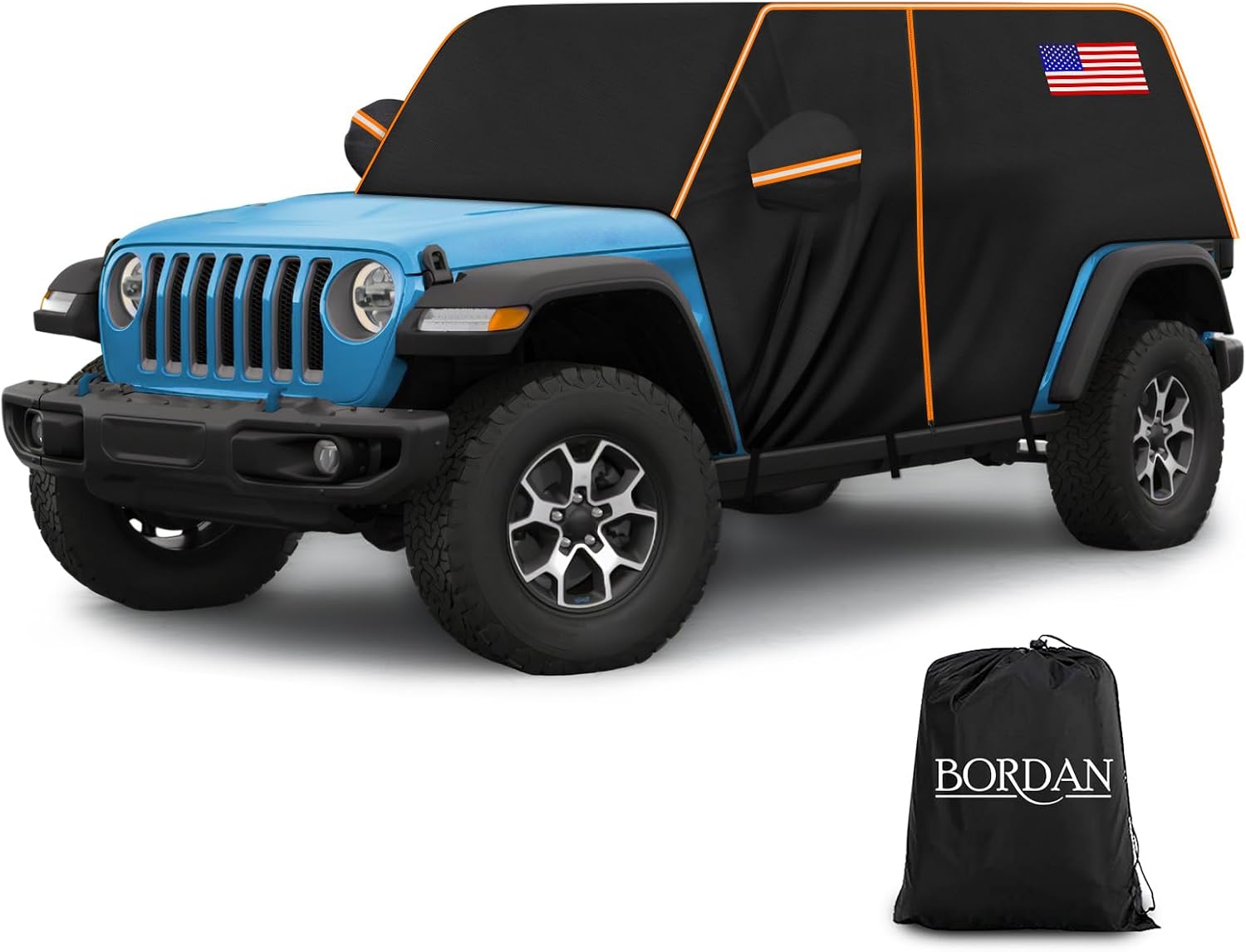 Cab Cover for 2007-2025 Jeep Wrangler JK JL 4 Door Wrangler Car Covers Waterproof All Weather Sun Rain UV Protection, Half Car Cover with 420D Oxford Rain Covers for Wrangler 4 Door with Hardtop
