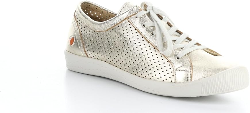 Softinos Womens ICA388SOF Perforated Lace-Up Sneaker Champagne