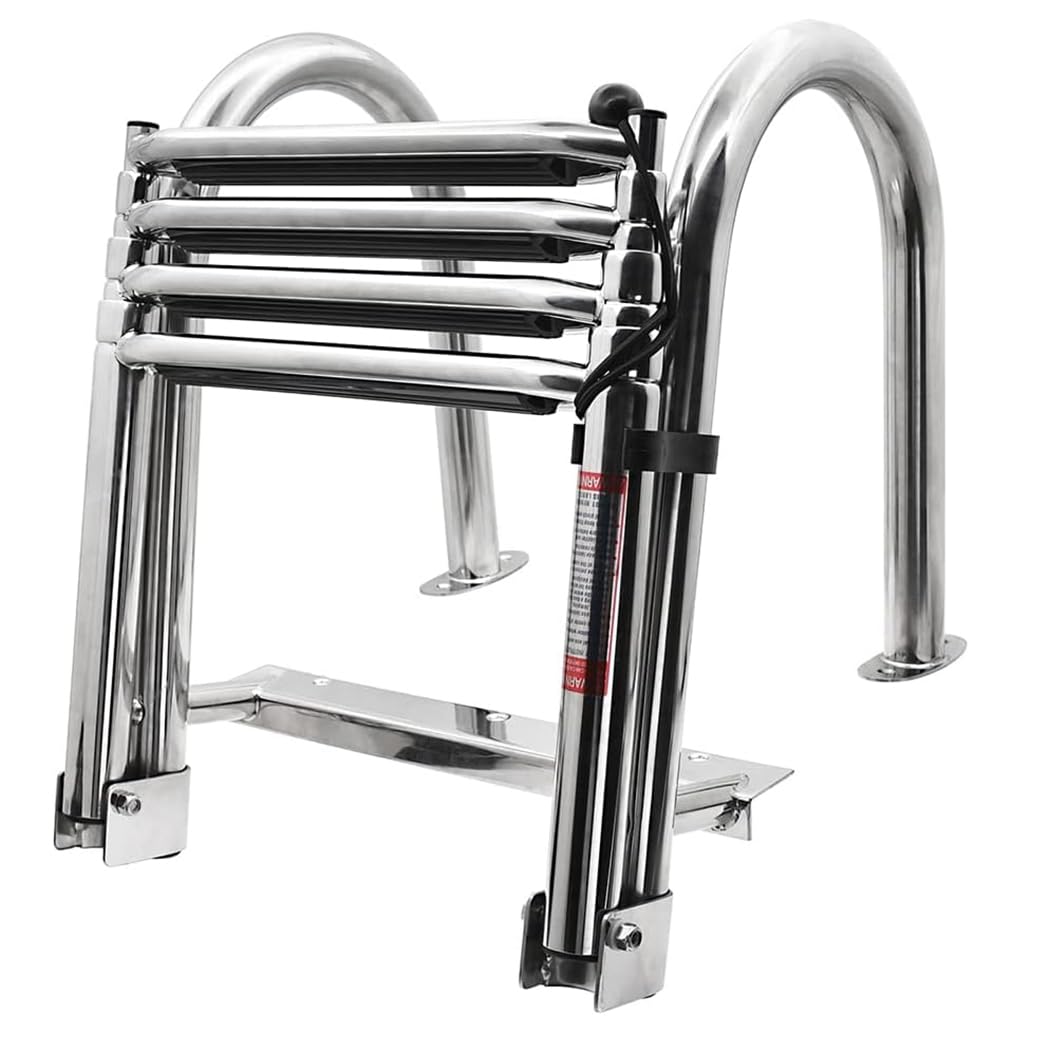 Échelle De Bateau 4 Marches Échelle Bain en Acier Inoxydable, Piscine Extensible pour Bateau, Télescopique Pont Antidérapante/Ponton D'entrée Poupe Marin Yacht