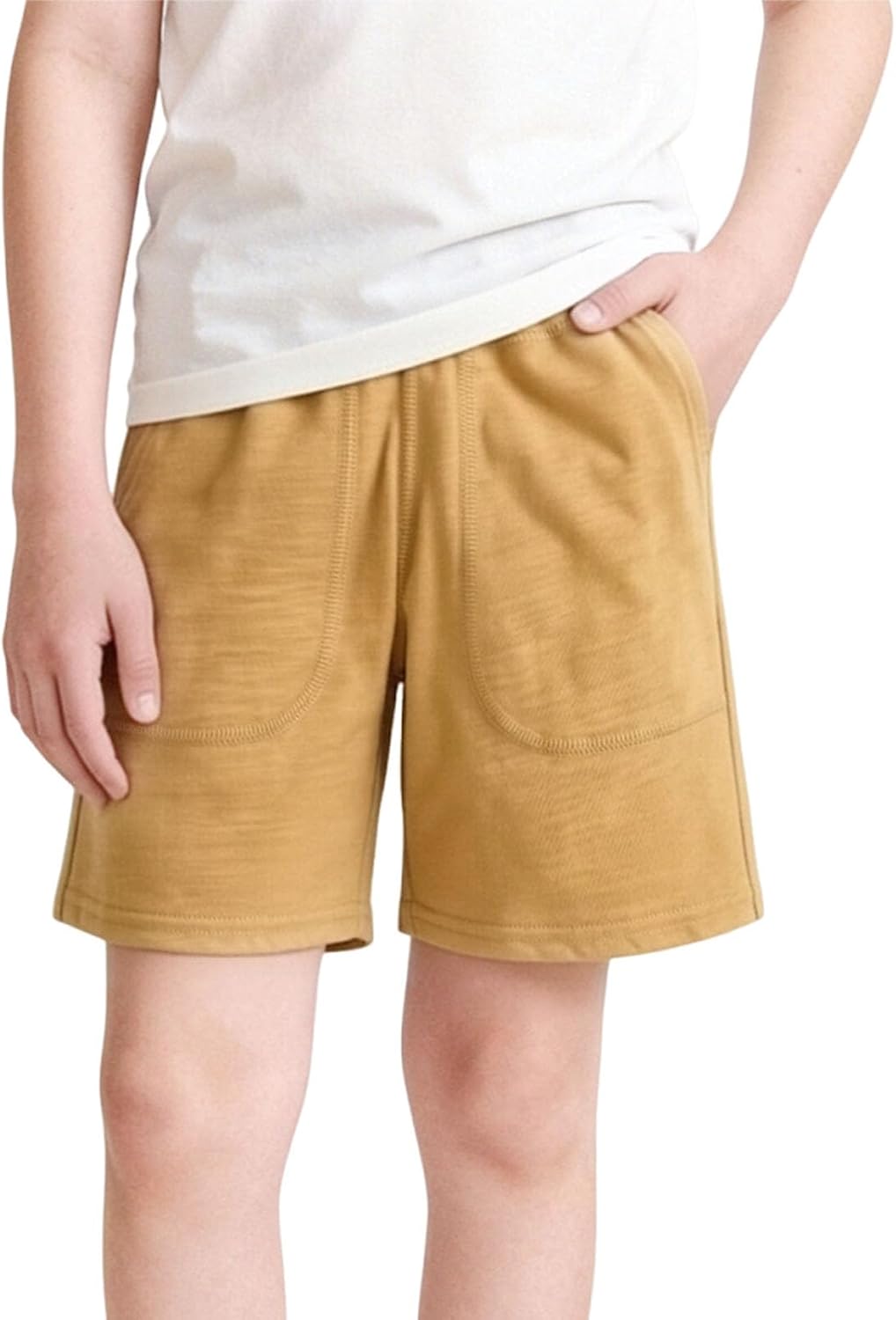 Kids Summer Athletic Shorts Elastic Waist Casual Workout Shorts with Side Pockets for Boys Girls