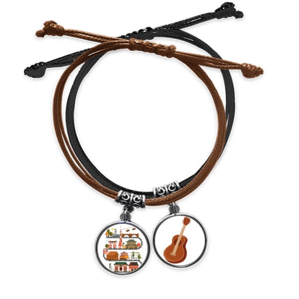 Pulsera de cuerda mapa tradicional japonesa DIYthinker cadena de mano cuero guitarra 3