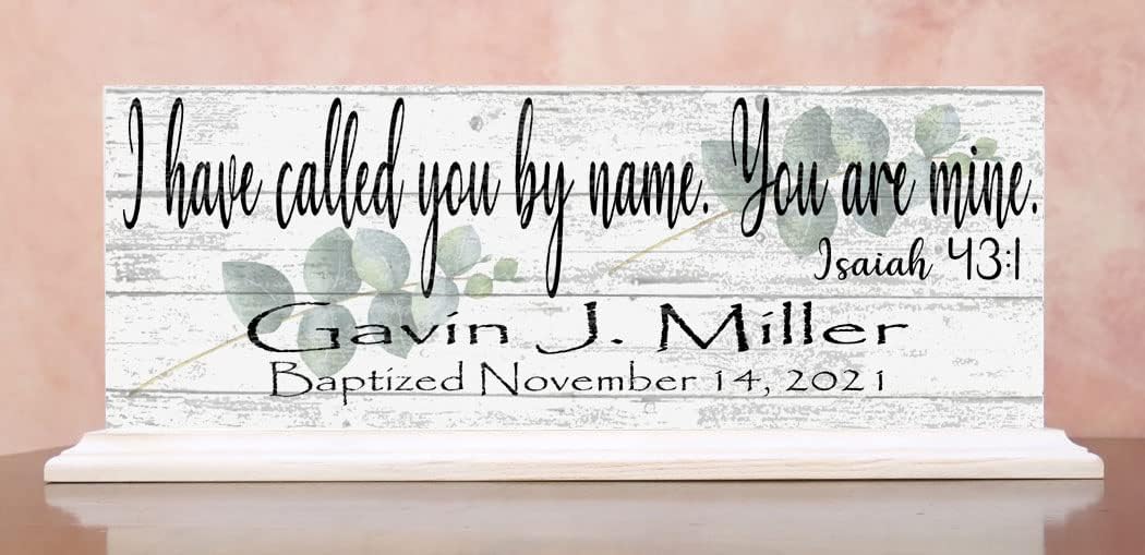 Baptsim Gift For Boys or Girls Personalized Christening Plaque Keepsake Present Bible Verse With Child's Name and Baptism Date (Called By Name)