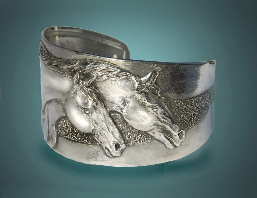 Horse Lady Gifts bracelet, Two Horse Heads cuff bracelet handmade USA.
