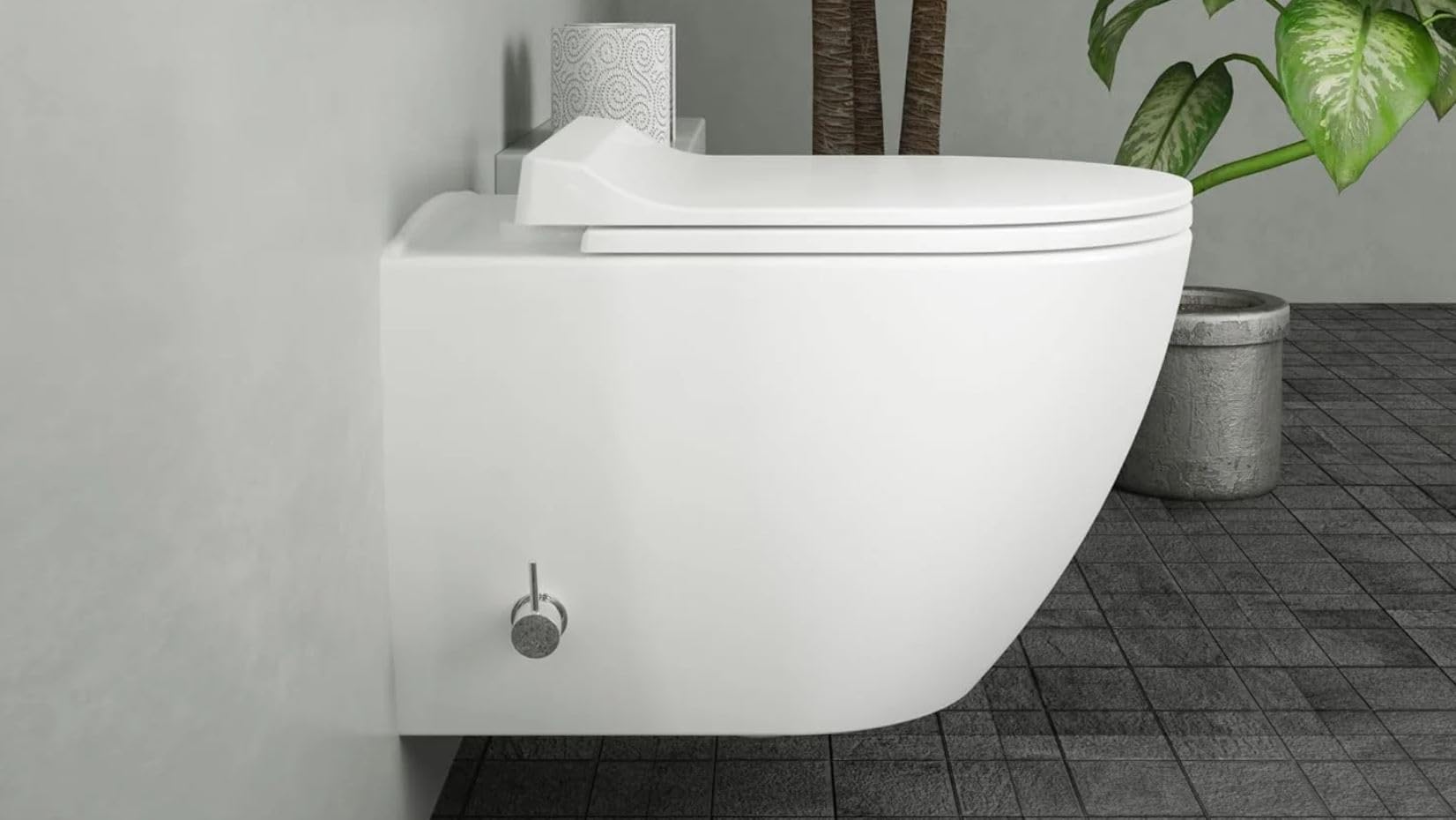 Juego completo de inodoro colgante de pared, función de bidé, juego completo de inodoro, sin bordes, elemento de pared, cisterna, sin bordes, tapa de cierre suave