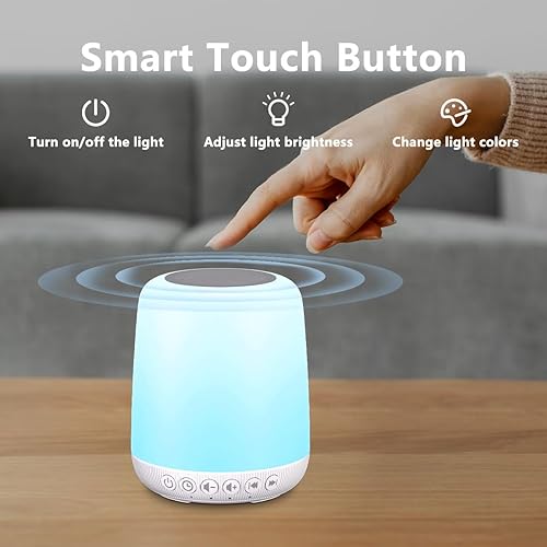 Miniatura 14 de Easysleep - Máquina de sonido con 25 sonidos relajantes y luces nocturnas, con función de memoria, 32 niveles de volumen y 5 temporizadores de Blanco