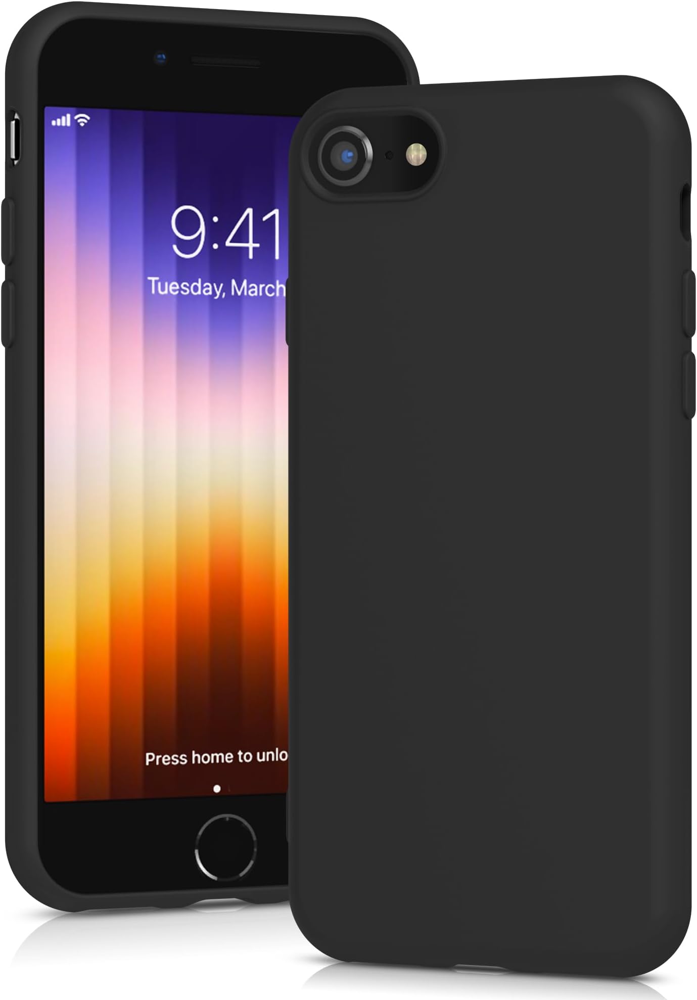 YATWIN Silicone Case for iPhone SE 2020/2022, iPhone 8/7, Soft-Touch, Shockproof, DustProof, Antiskid Apple Phone Cover for iPhone SE 2nd 3rd Generation - Black